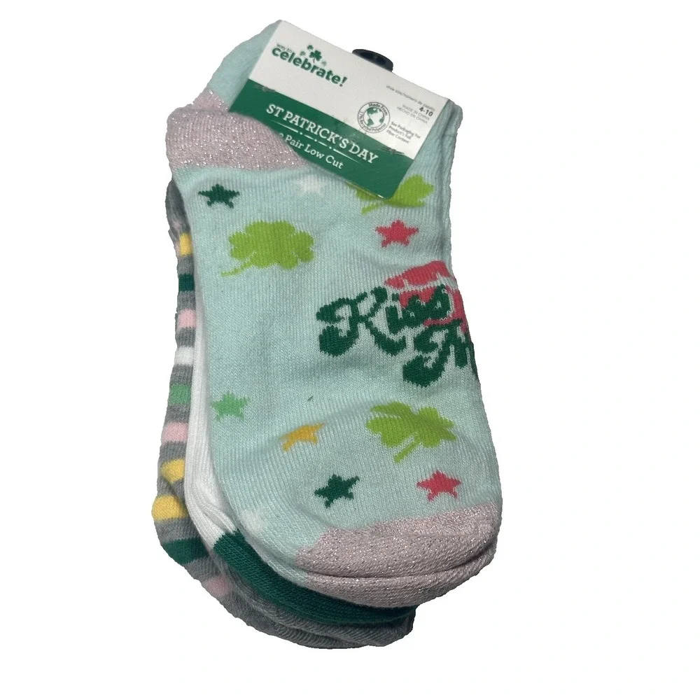 Way To Celebrate St Patricks Day Womens Low Cut Ankle Socks 3 Pair Size 4-10